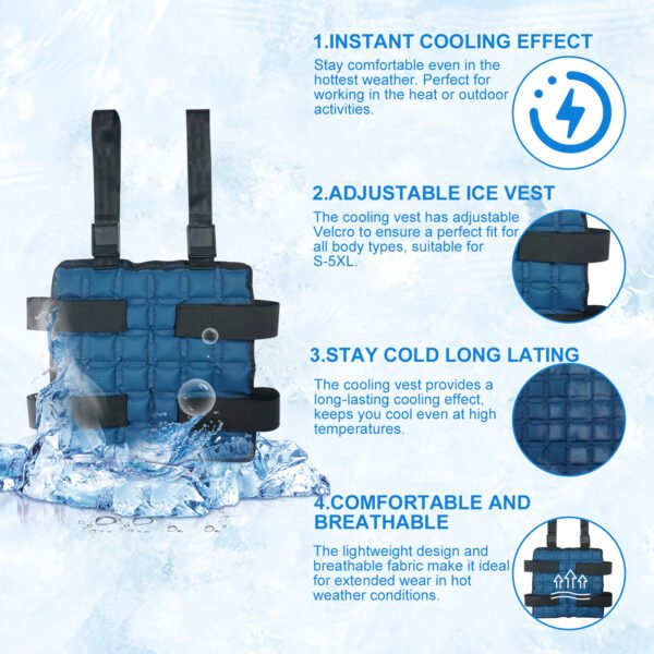 Cooling Vest by WORLD-BIO for Men & Women - Adjustable Cooling Ice Vest for Motorcycle, Workers, Sports, Outdoor - 图片 3