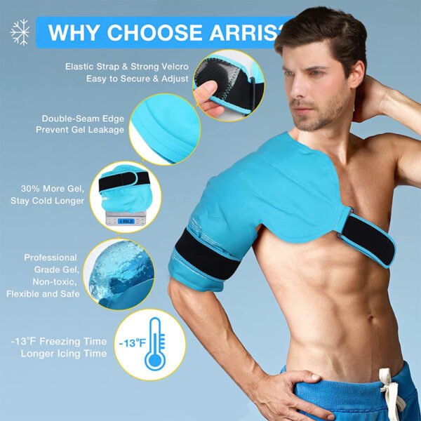 World-bio Shoulder Ice Pack Reusable Gel Ice Wrap for Shoulder Pain Relief, Bursitis Cold Compress Unisex - 图片 4