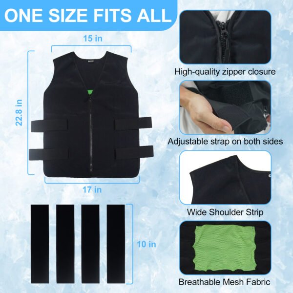 ooling Vest for Men & Women - Adjustable Ice Vest for Motorcycle, Workers, Sports, Outdoor, Heat Relief - 图片 2