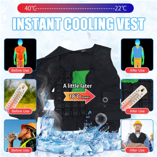 ooling Vest for Men & Women - Adjustable Ice Vest for Motorcycle, Workers, Sports, Outdoor, Heat Relief - 图片 7