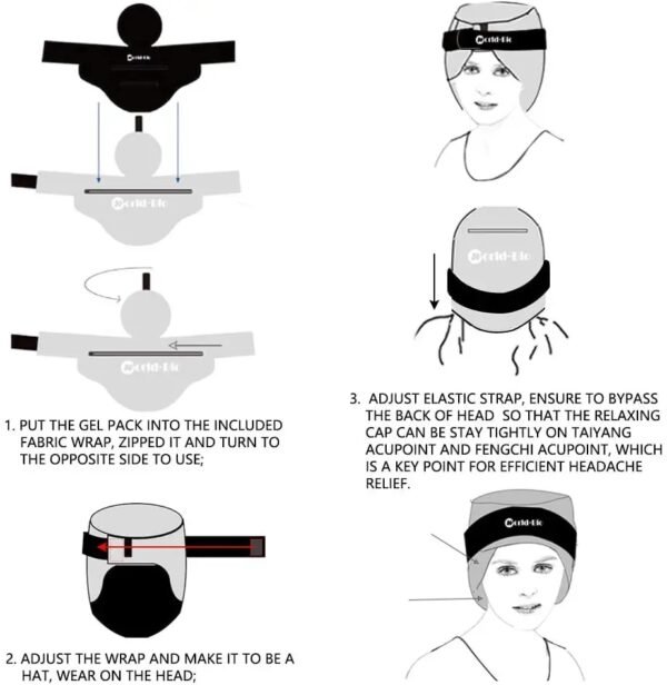 Headache Migraine Head Cap with Reusable Cold Hot Pack - 图片 5