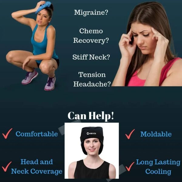 Headache Migraine Head Cap with Reusable Cold Hot Pack - 图片 6