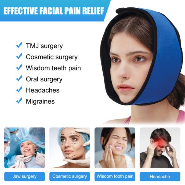 WORLD-BIO Jaw Wrap with 4 Reusable Gel Packs for Head, Chin - 图片 4