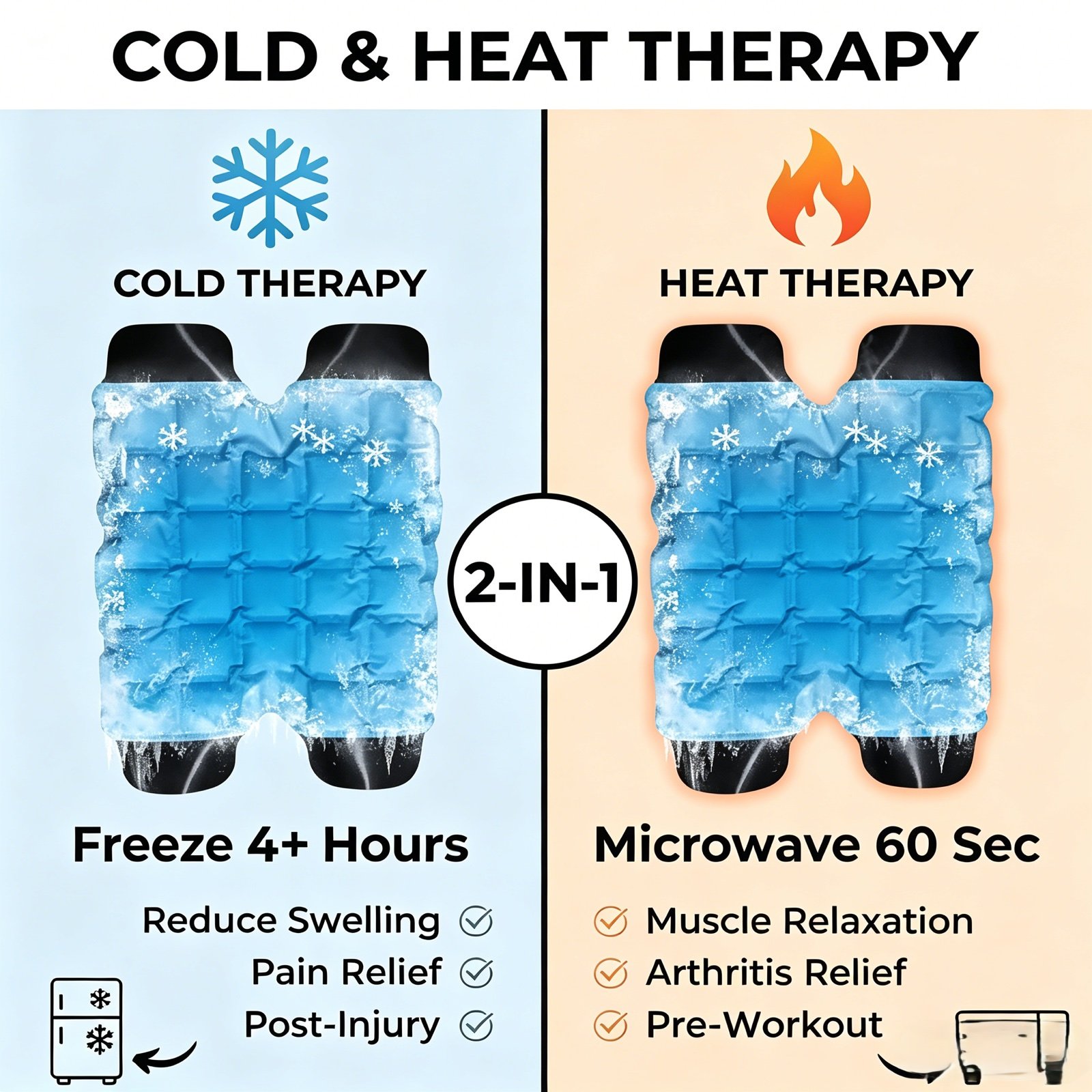 Hot and cold knee therapy pack with multi-cell design