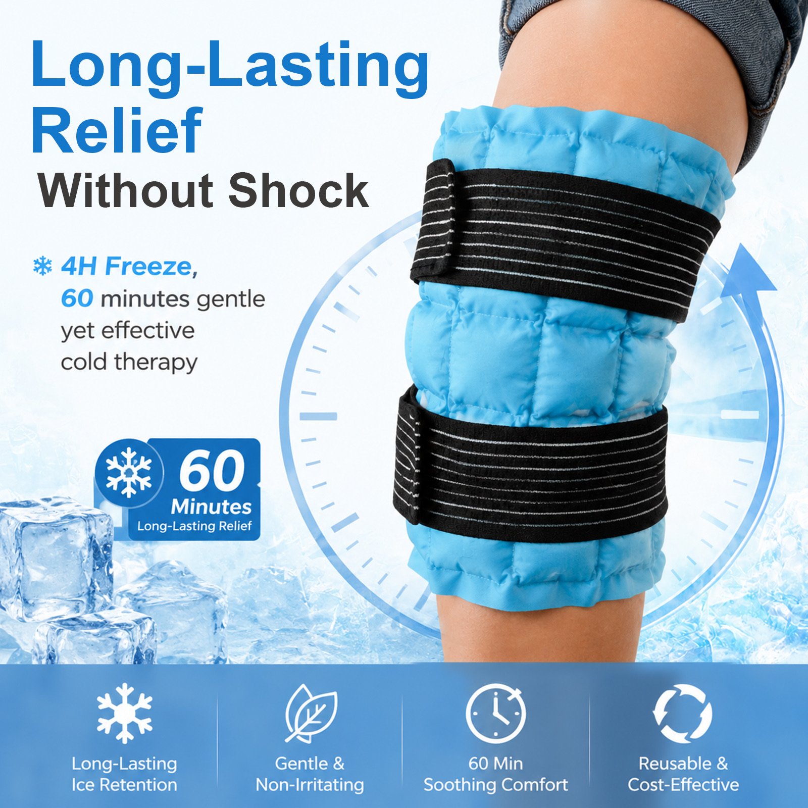 Long lasting reusable knee ice pack for hot and cold therapy routines